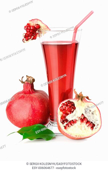 Pomegranate juice is isolated on a white background