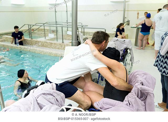 Reportage at the thermal baths in Lamalou-les-Bains, France. Leroy Pavilion, care service devoted to neurological disorders