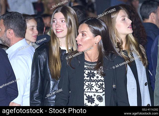 Queen Letizia of Spain, Crown Princess Leonor, Princess Sofia attends the performance of the Living Passion (a Festival of National Tourist Interest with 60...