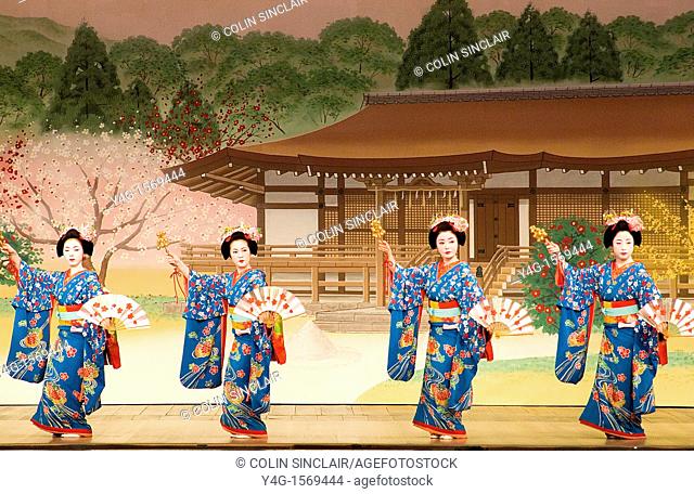 Traditional celebration of Spring dances  Kaburenjo Theatre, Gion, Kyoto, Geisha dancing