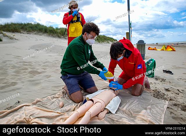 Illustration picture shows the beach rescue service of IKWV Intercommunale Kustreddingsdienst West-Vlaanderen, on the beach in Koksijde, Thursday 02 July 2020