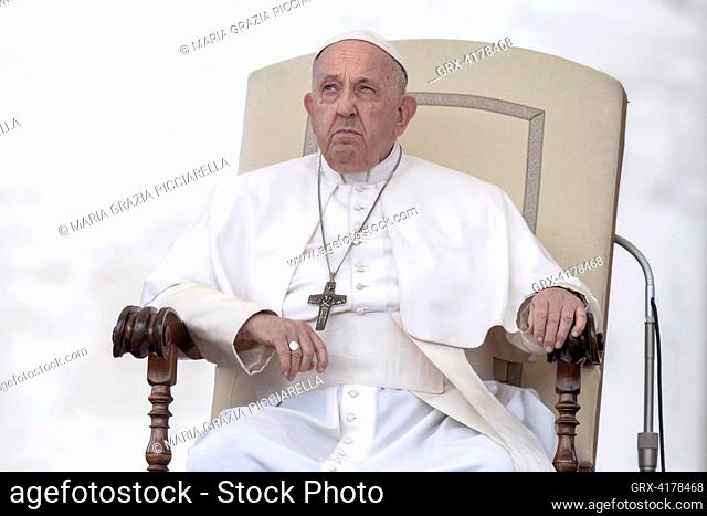 Vatican City, Vatican , 20 September 2023. Pope Francis during his weekly general audience in St. Peter's square