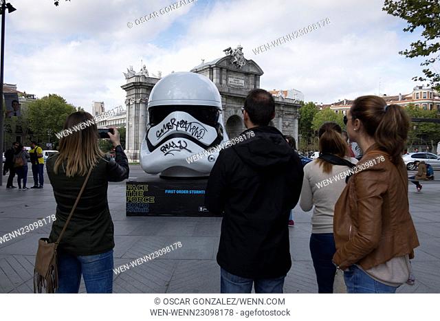Large scale replica helmets of characters such as Darth Vader and a Stormtrooper from the original Star Wars trilogy, along with Captain Phasma and new...