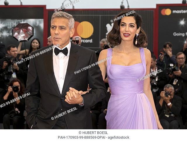 George Clooney and Amal Clooney attend the premiere of 'Suburbicon' during the 74th Venice Film Festival at Palazzo del Cinema in Venice, Italy