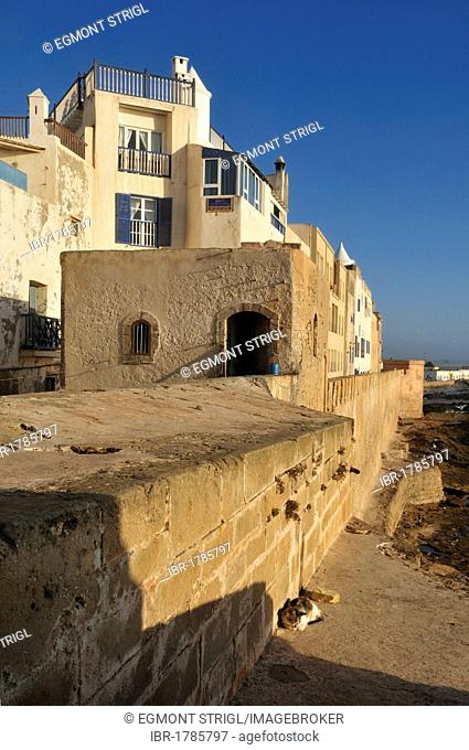 Sqala de la Kasbah, seawall of historic town of Essaouira, Unesco World Heritage Site, Morocco, North Africa