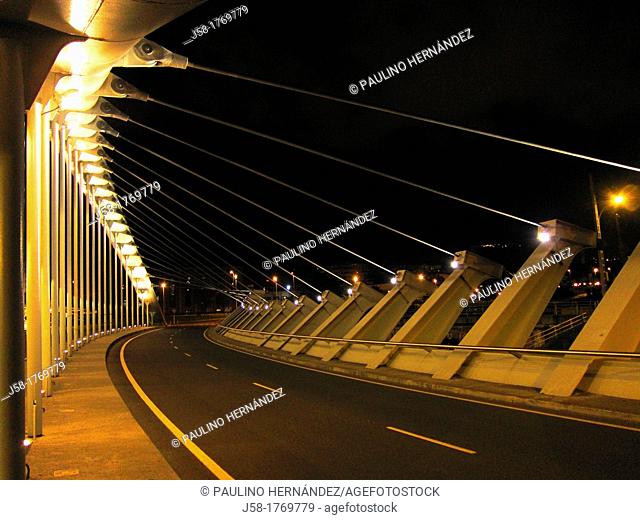 BRIDGE OVER GALINDO RIVER, CREATION OF JAVIER MANTEROLA ENGINEER, VILLAGE OF BARACALDO, PROVINCE OF VIZCAYA, BASQUE COUNTRY