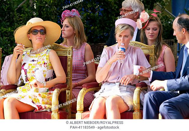 Princess Claire (L-R), Princess Maria Laura, Princes Astrid, Princess Luisa Maria and Prince Lorenz attend the civil and military parade on the occasion of...
