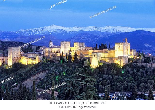 Alhambra and Sierra Nevada, Granada  Andalusia, Spain