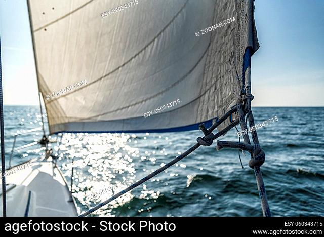 bow of a sailing yacht on the ocean