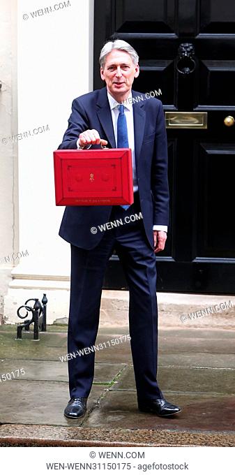 Phillip Hammond leaves 11 Downing Street to deliver his budget speech Featuring: Phillip Hammond Where: London, United Kingdom When: 08 Mar 2017 Credit: WENN