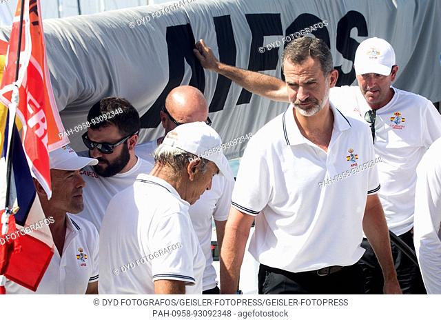 King Felipe VI of Spain on board of Aifos during the 36th Copa Del Rey Mapfre Sailing Cup on July 31, 2017 in Palma de Mallorca, Spain