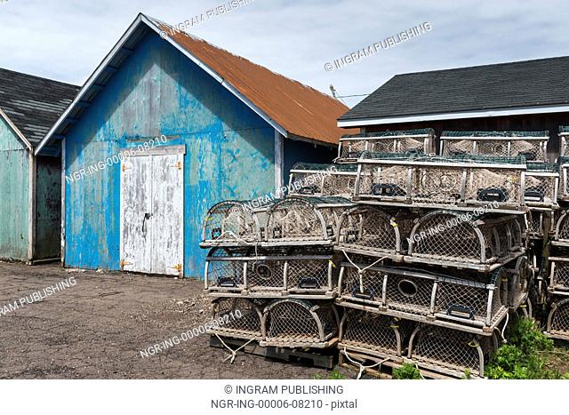 Fishing sheds at harbor, Kensington, Prince Edward Island, Canada
