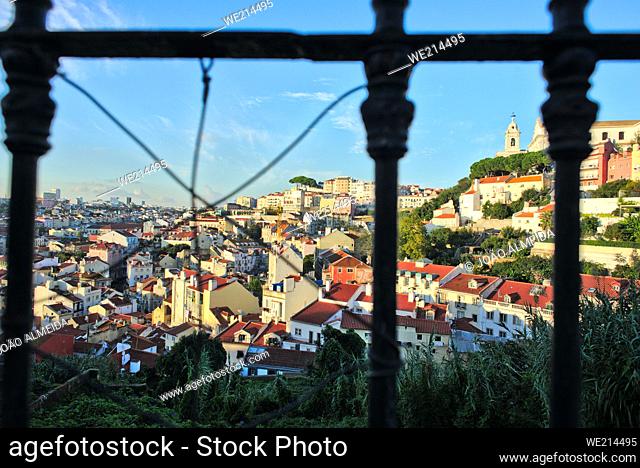 The hill with the Miradouro da Grala overlooking the city of Lisbon