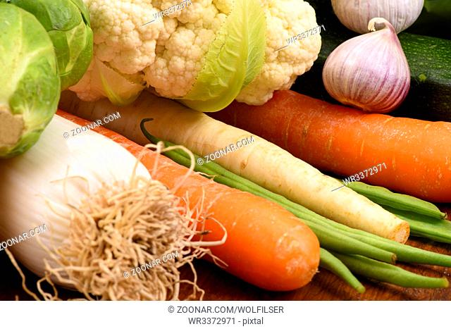 group of fresh vegetables from market