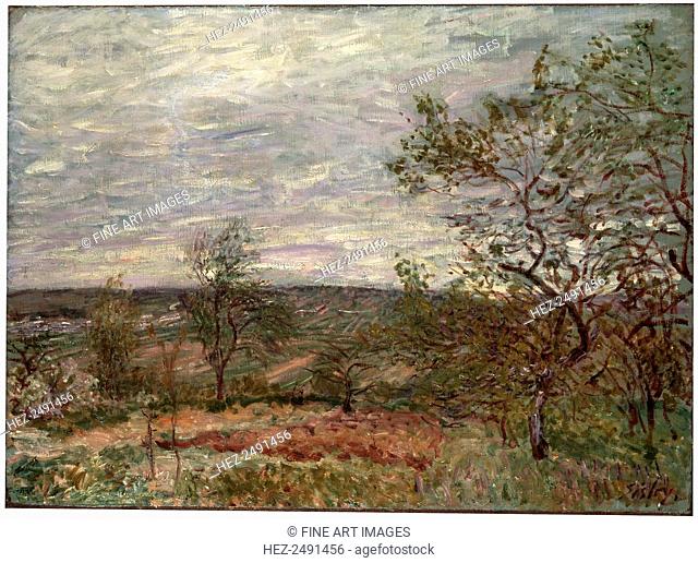 'Windy Day at Veneux', 1882. Sisley, Alfred (1839-1899). Found in the collection of the State Hermitage, St. Petersburg