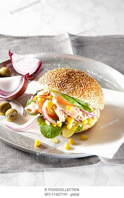 Tuna fish burger with sweetcorn