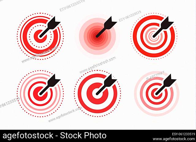 Arrow hit target vector icons set. flat winner symbol template. Modern emblem idea. Concept design for business. Isolated vector illustration on white...
