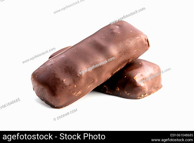Sweet chocolate bars isolated on white background