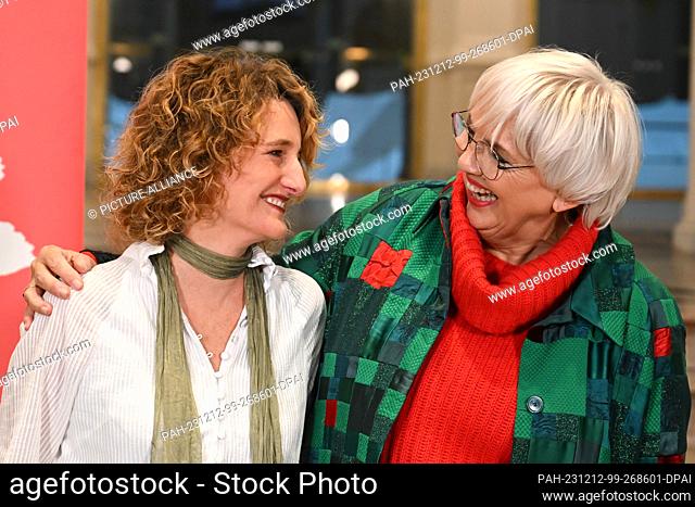 12 December 2023, Berlin: Tricia Tuttle (l) stands next to Claudia Roth (Bündnis 90/Die Grünen), Minister of State for Culture and the Media