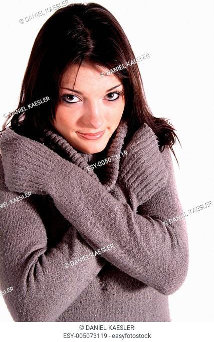 Freezing Young Woman