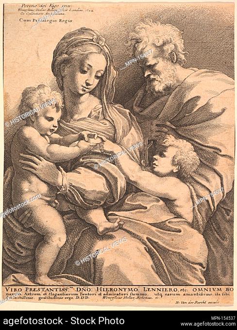 The holy family. Etcher: Wenceslaus Hollar (Bohemian, Prague 1607-1677 London); Artist: After Perino del Vaga (Pietro Buonaccorsi) (Italian