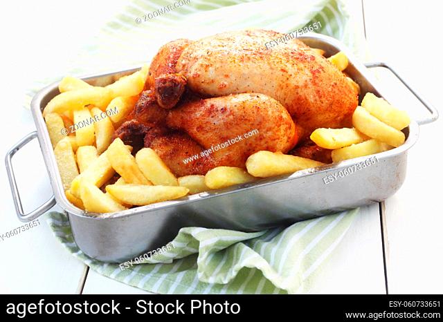 Whole Roast Chicken With Chips