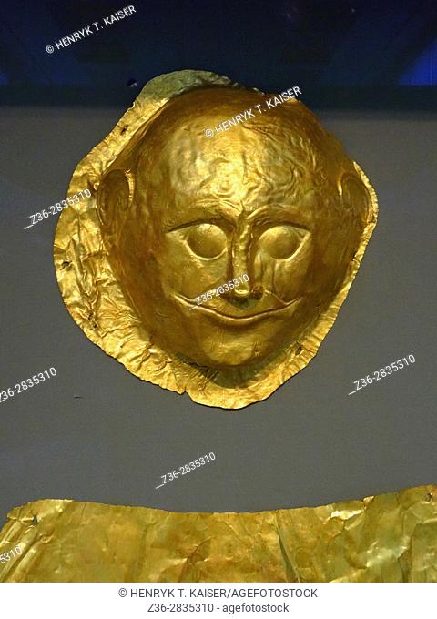 Gold Mycenaean Death Mask, National Archaeological Museum, Athens, Greece
