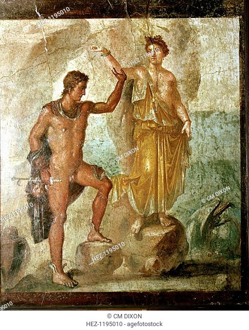 Roman wallpainting of Perseus freeing Andromeda, House of the Dioscuri, Pompeii, Italy