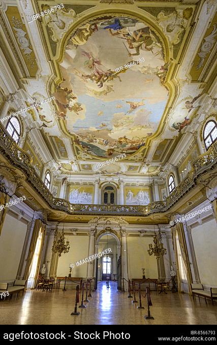 Ballroom with fresco by Giovanni Battista Tiepoloin the Villa Pisani, Stra, Province of Venice, Italy, Europe