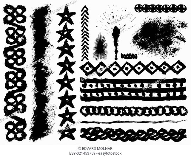 Set of grunge ink brush strokes (vector EPS)