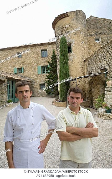 The two brothers Weisshaupt in their 'Domaine de la Grange Neuve' bastide hotel .Perne-les-Fontaines, Vaucluse (84). Luberon, Provence. France