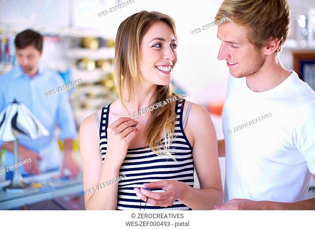 Young couple in a jewelry store