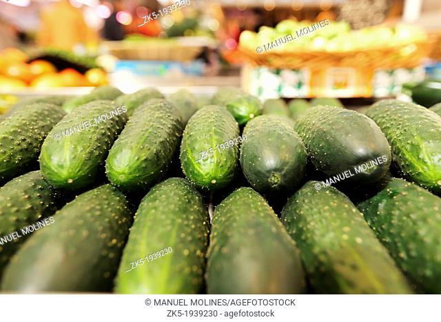 Cucumbers in the Central Market, Valencia, Spain