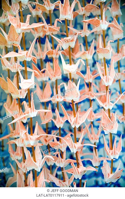 In the Nagasaki Peace Memorial Park which commemorates the atomic bombing of 1945, there is an installation of folded paper birds