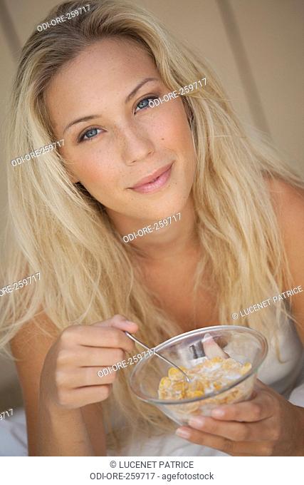 Woman cereals bowl