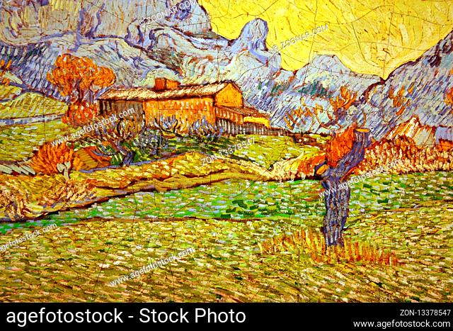 Van Gogh Eine Wiese in den Bergen - Le mas St.Paul, Abtei Saint Paul de Mausole, St. Rémy de Provence - Van Gogh A meadow in the mountains, Le mas Saint Paul