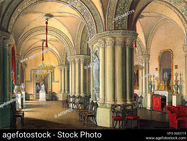 Hau Edward Petrovich - Interiors of the Winter Palace - the Gothic Drawing Room of Grand Princesses - Russian School - 19th Century