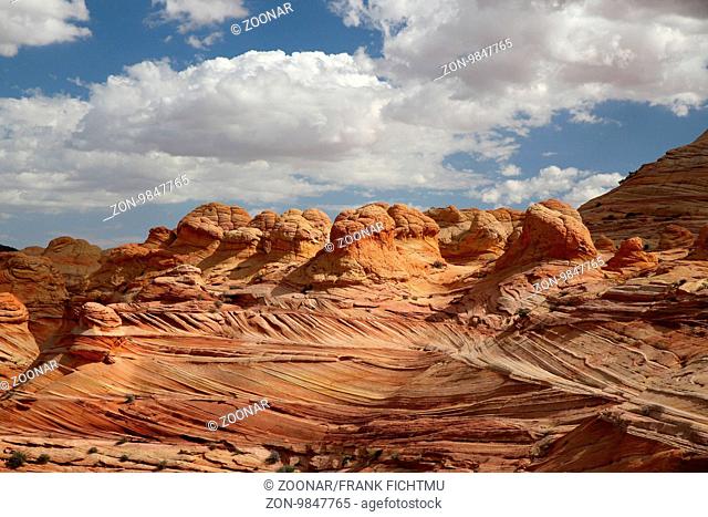 Sandtone formation in North Coyote Buttes, The Wave. Paria Canyon Vermillion Cliffs Wilderness. Utah/Arizona