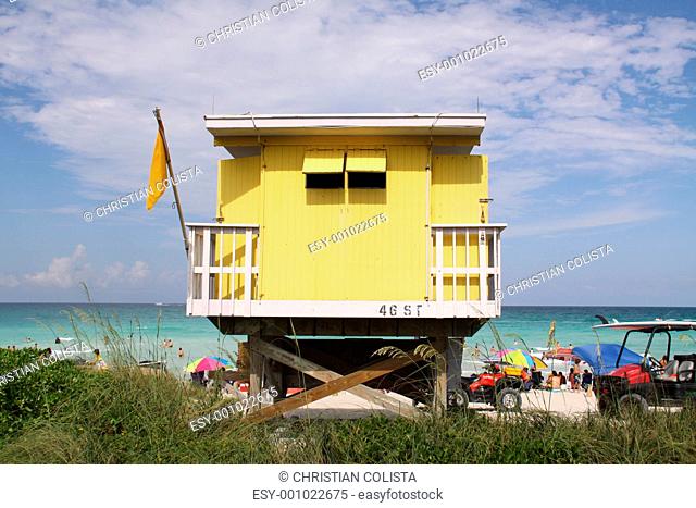 Gelbe Strandhütte in Miami Beach