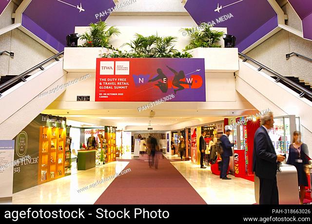Cannes, France - October 05, 2022: TFWA World Exhibition and Conference, The Duty Free and Travel Retail Global Summit at the Palais des Festivals