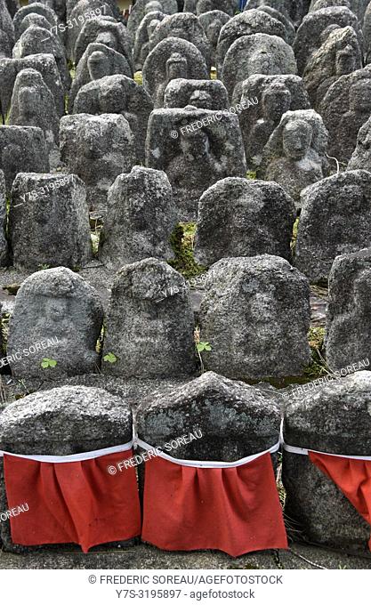 Ancient jizo statues at famous Daitokuji temple, buddhist zen temple of Rinzai school, Kyoto, Japan, Asia