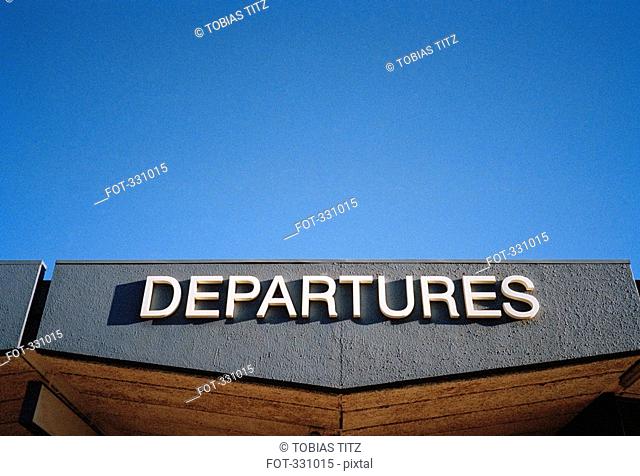 â€˜Departuresâ€™ sign at airport