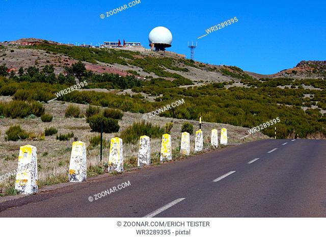 militärische Radarstation auf dem Pico de Ariero, Madeira, Portugal