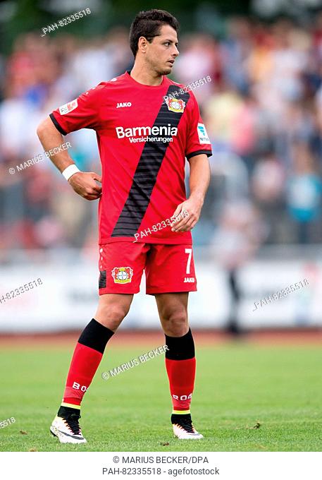 Leverkusen's Chicharito in action during a test soccer match between Bayer 04 Leverkusen and FC Porto in Bergisch Gladbach, Germany, 27 July 2016