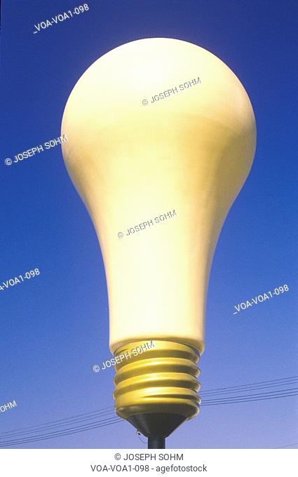 Giant yellow idea light bulb in Los Angeles, CA