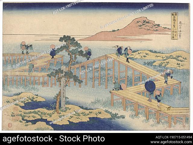 The zigzag bridge in the province of Mikawa Mikawa no yatsuhashi no kozu (title on object) Views of famous bridges in the provinces (series title) Shokoku...