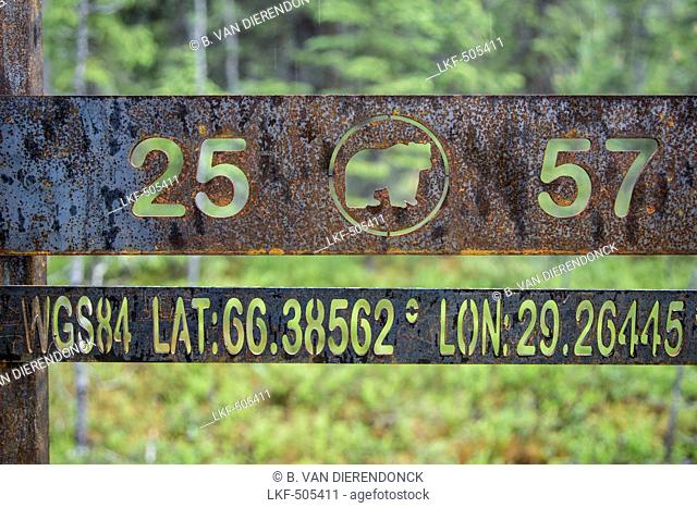 Sign post, Karhunkierros hiking trail, Oulanka National Park, Northern Ostrobothnia, Finland