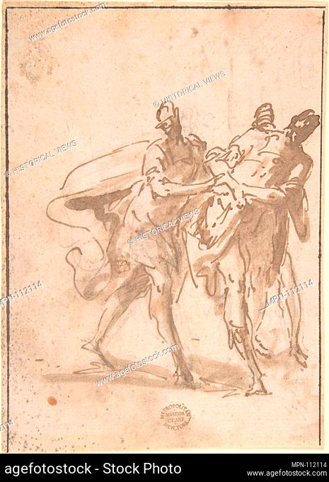 Three Figures (recto); Sketches of Kneeling Figures and Putti (verso). Artist: Domenico Mondo (Italian, Capodrise near Caserta 1723-1806 Naples); Date:...
