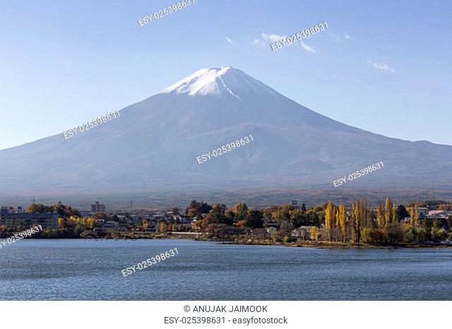 This photo was shot from the area around Mt.Fuji in Autumn. It is time to start snow cap on the top of Mt.Fuji. There are 5 lake around Mt.Fuji
