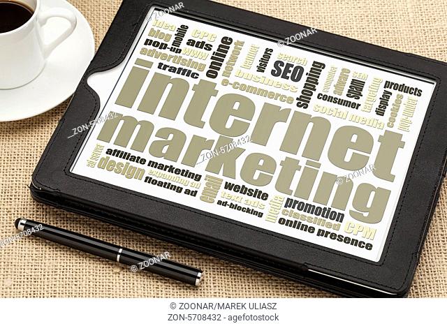 internet marketing on digital tablet